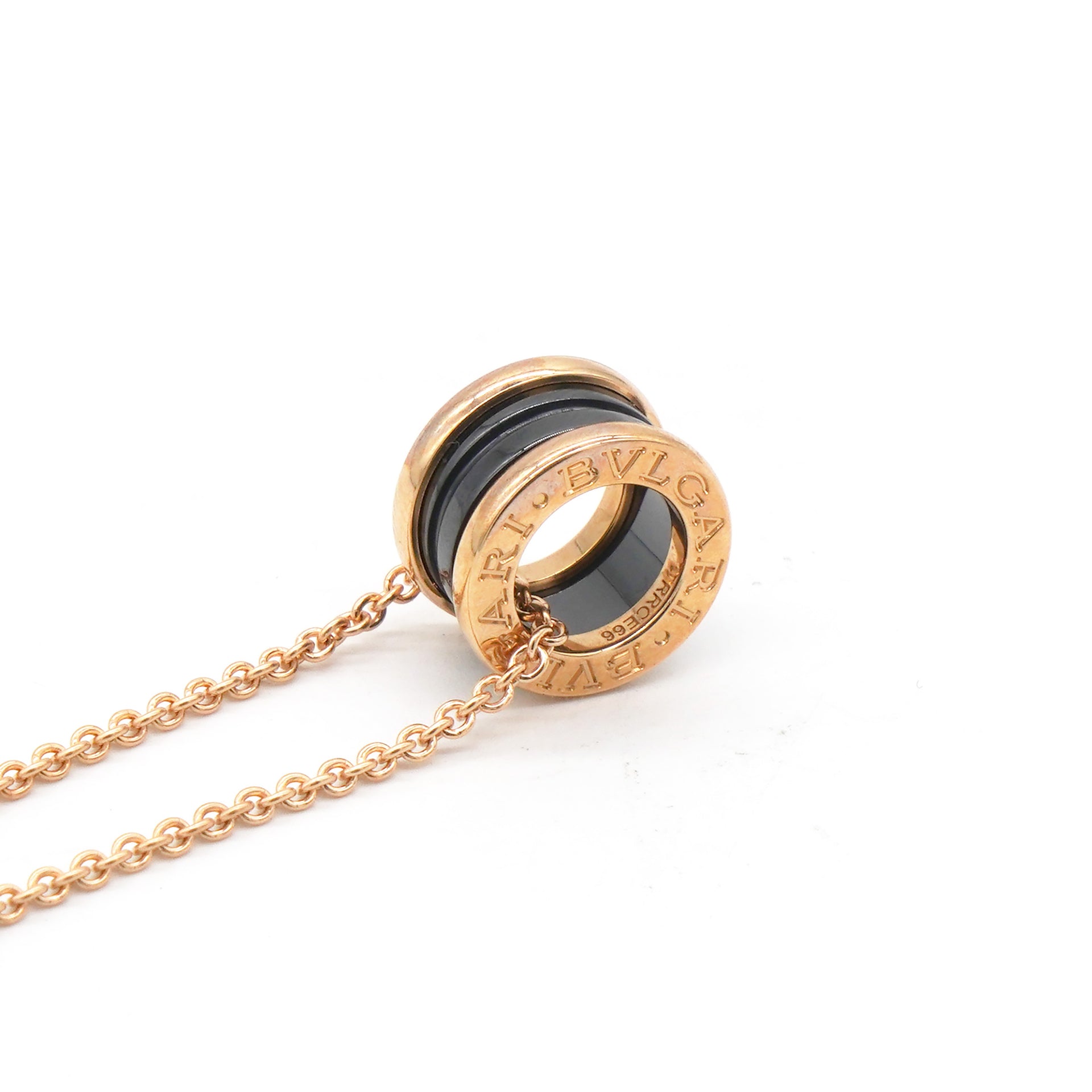 Black 18k Rose Gold B.zero1 Ceramic Necklace