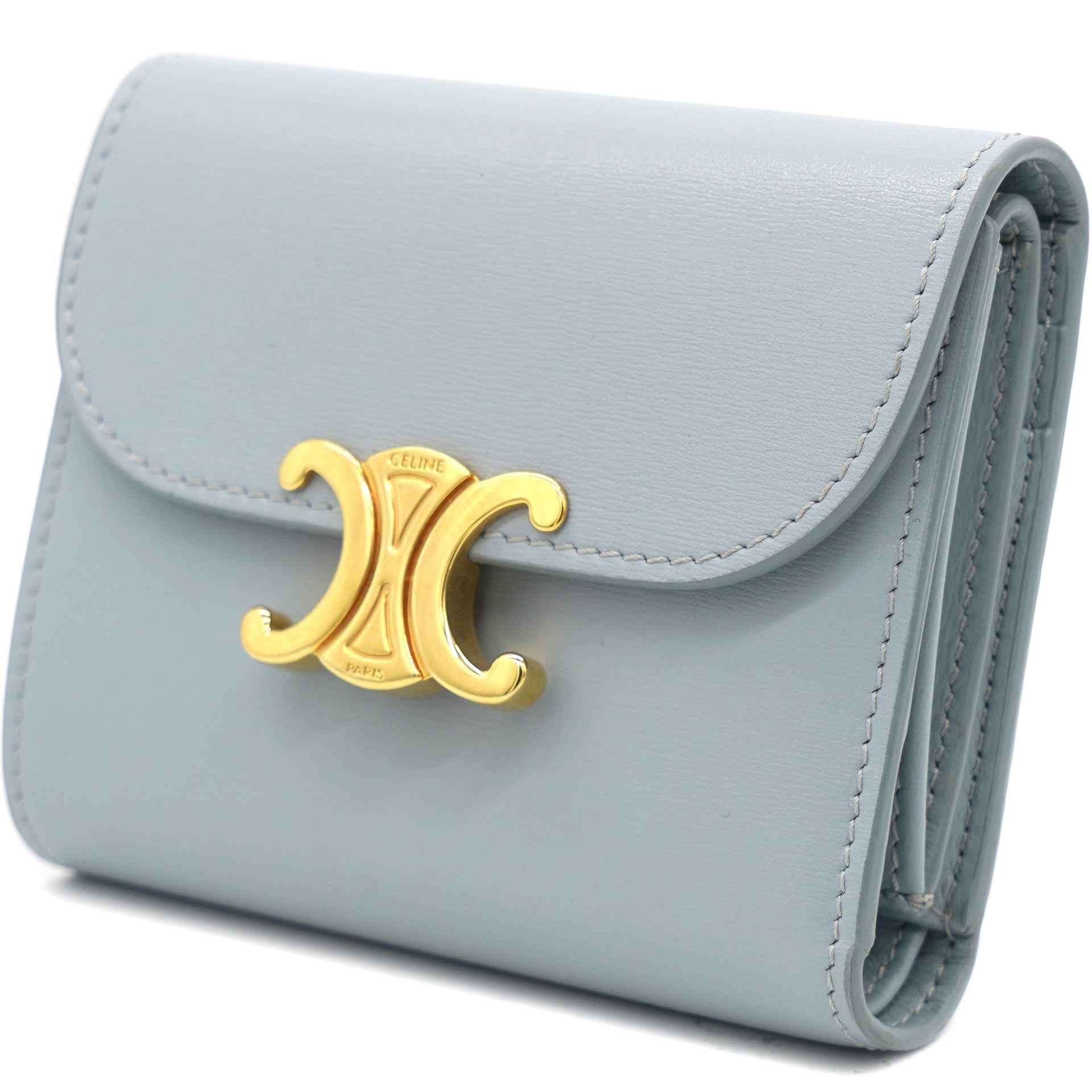 CELINE Triomphe WALLET ON STRAP CUIR TRIOMPHE IN SHINY CALFSKIN TAN