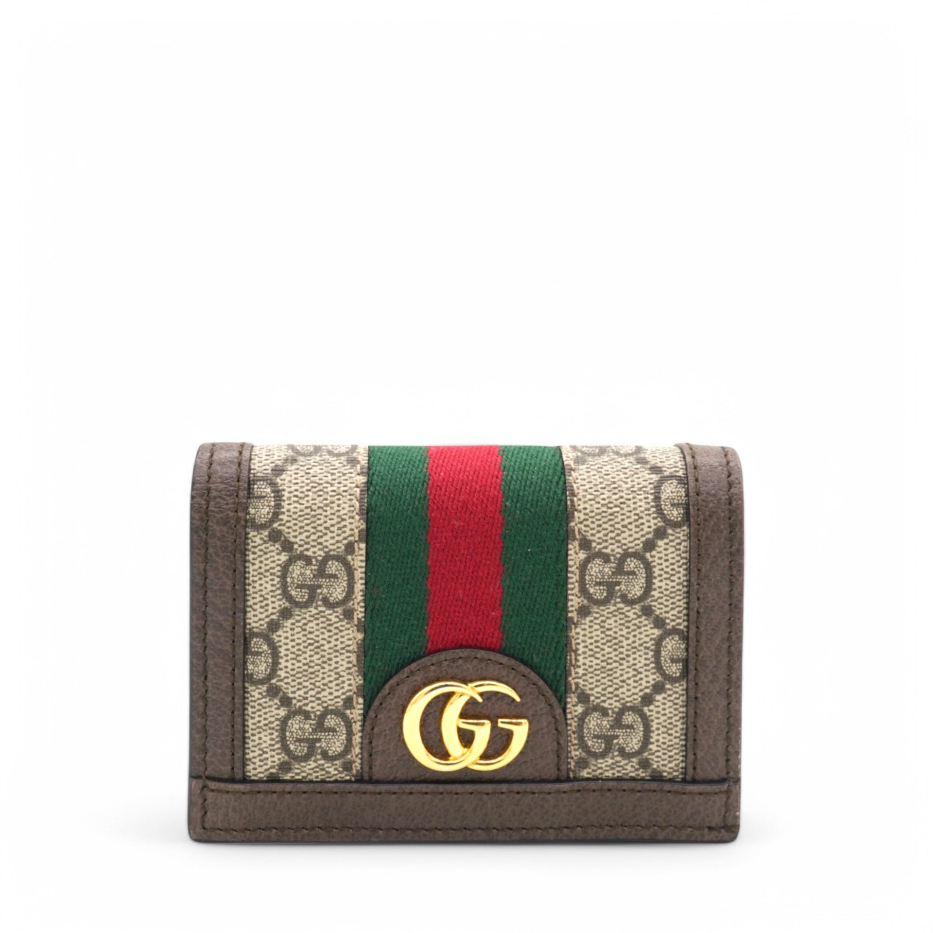 GG Supreme Monogram Web Ophidia Card Case Beige New Acero