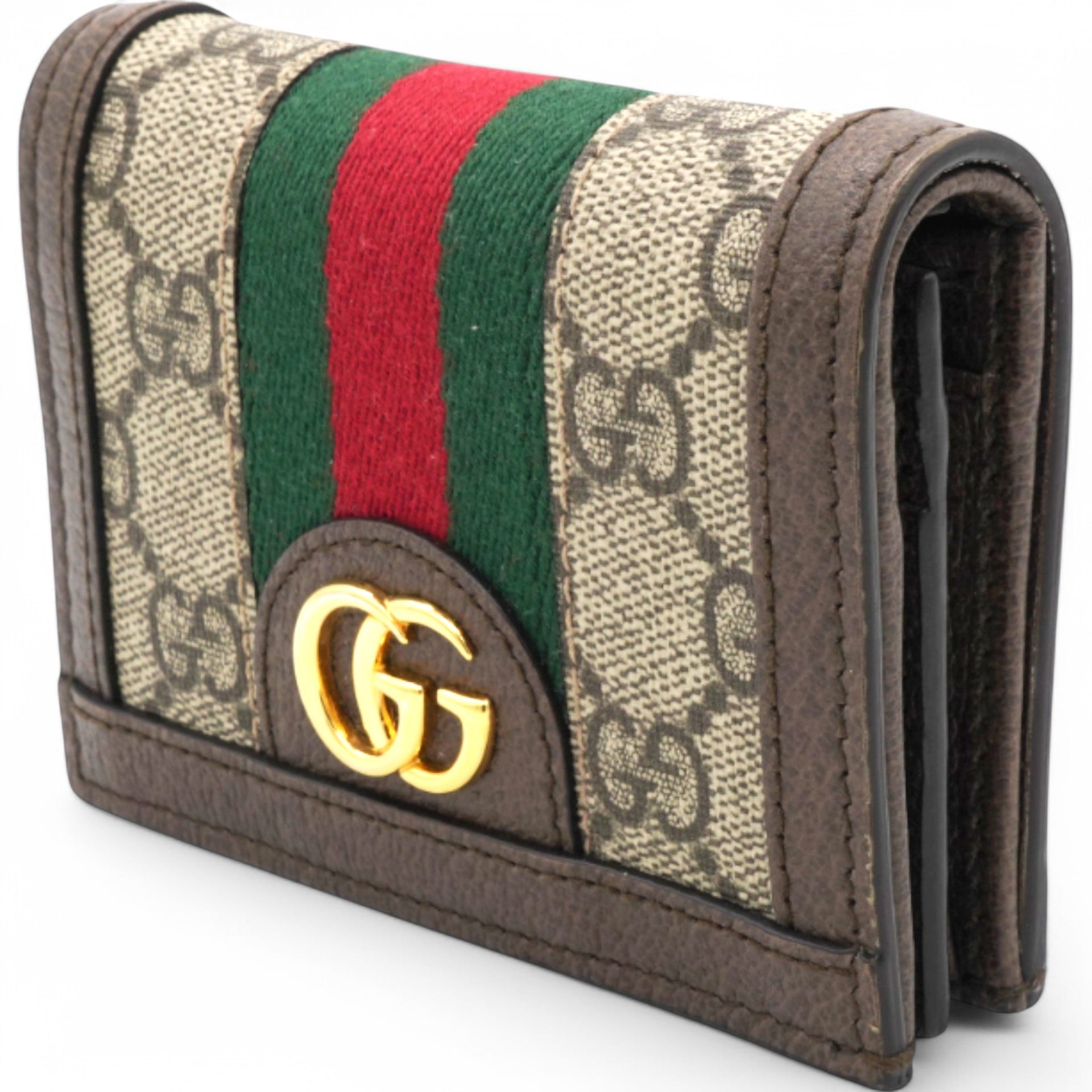 GG Supreme Monogram Web Ophidia Card Case Beige New Acero