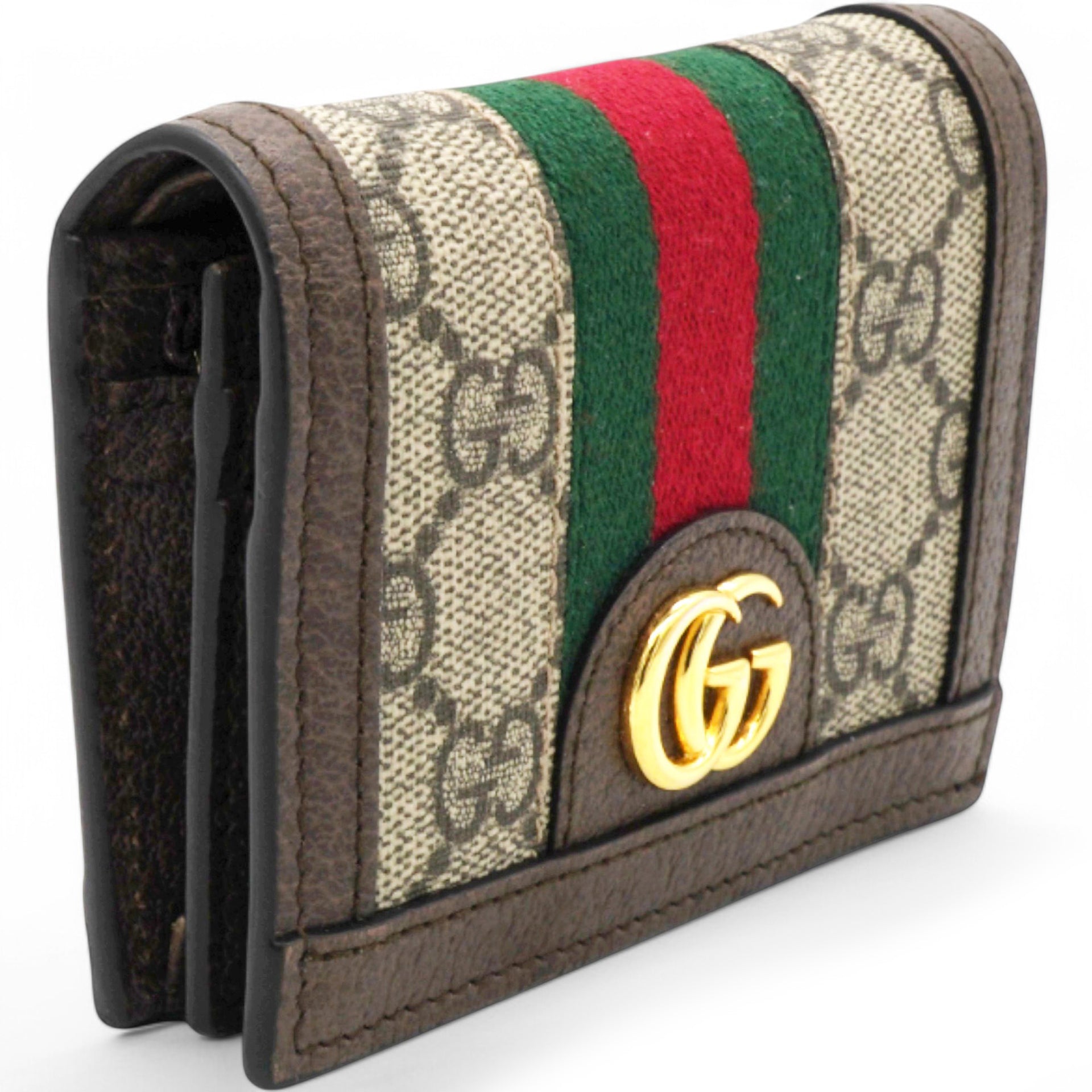 GG Supreme Monogram Web Ophidia Card Case Beige New Acero