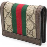 GG Supreme Monogram Web Ophidia Card Case Beige New Acero