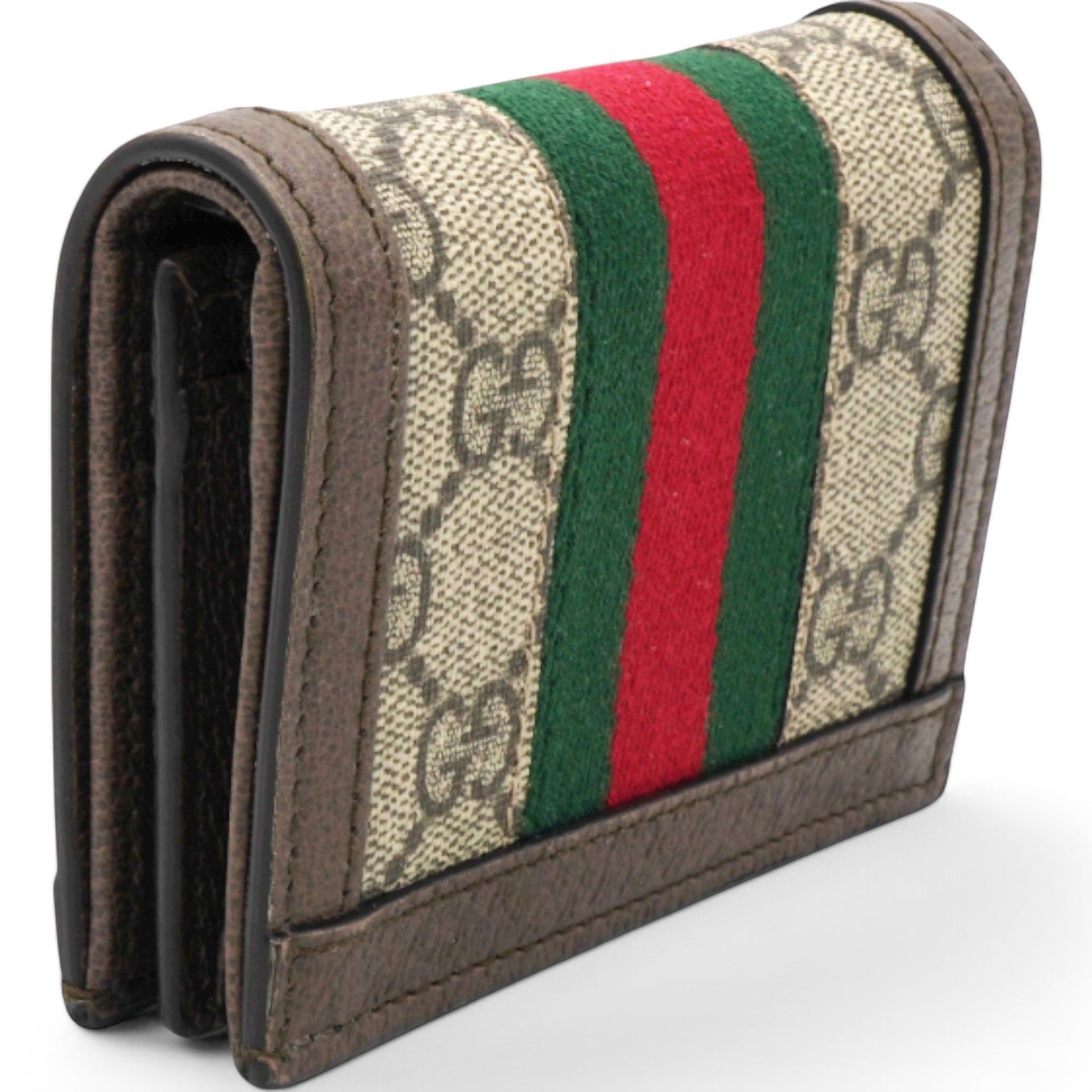 GG Supreme Monogram Web Ophidia Card Case Beige New Acero
