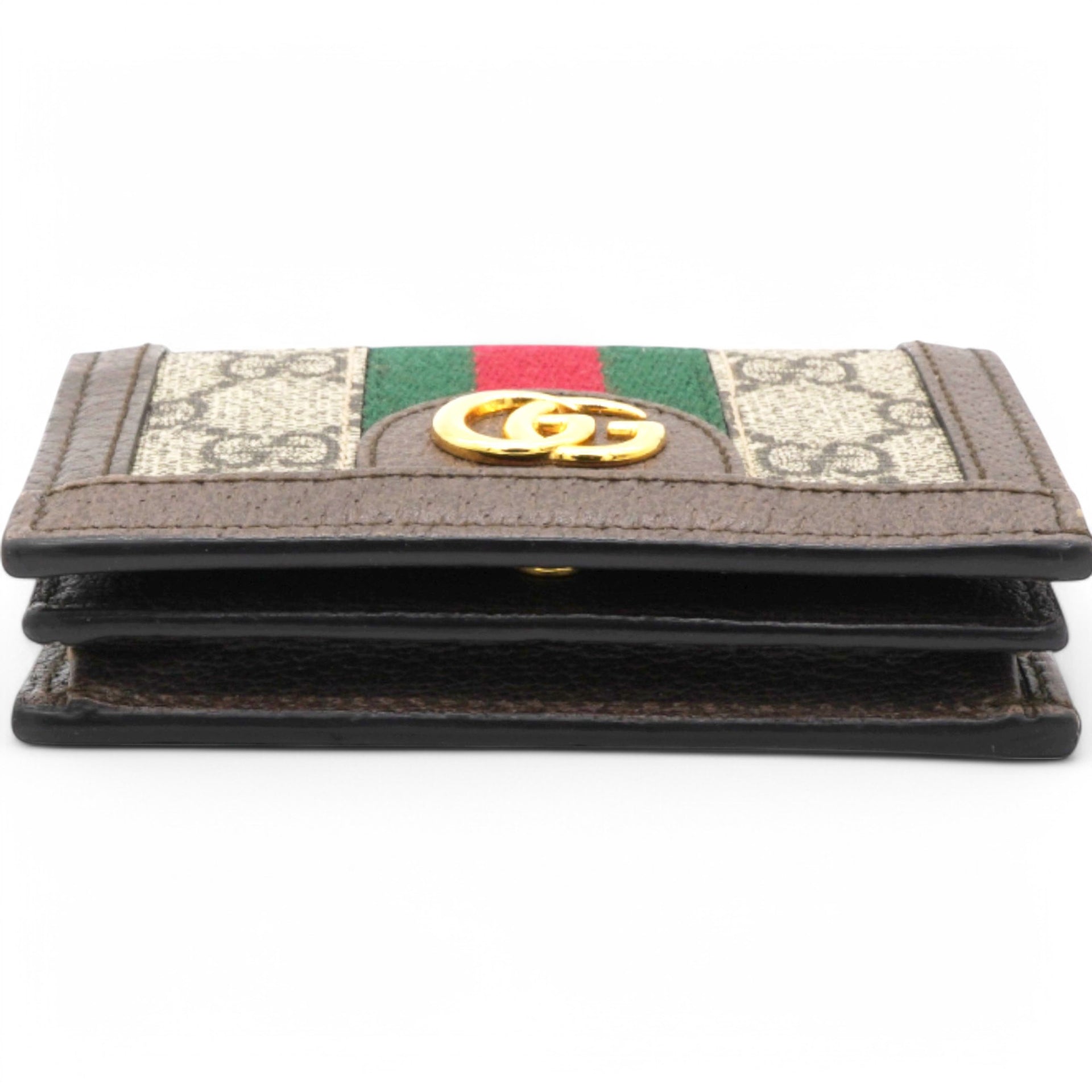 GG Supreme Monogram Web Ophidia Card Case Beige New Acero