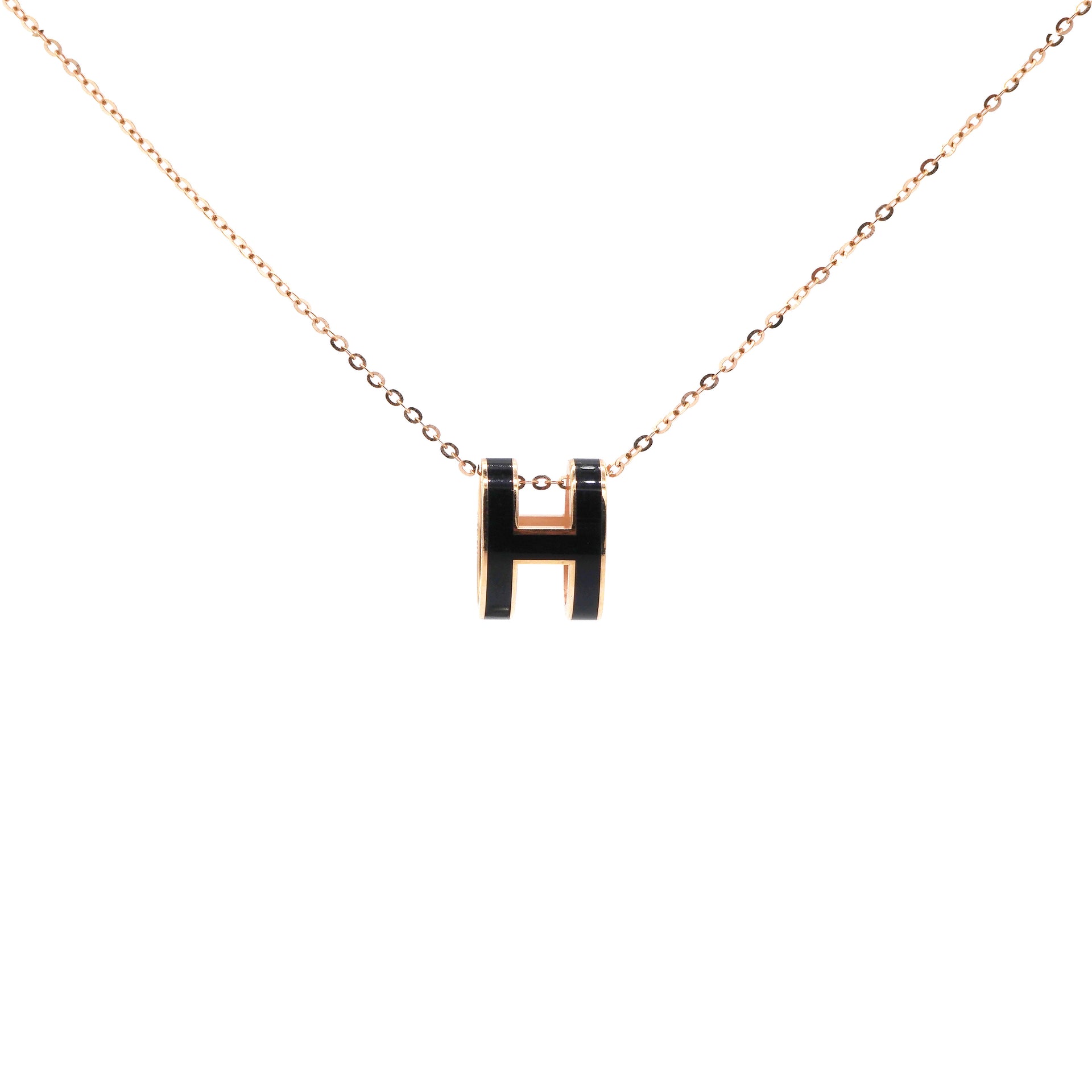 Lacquered Palladium Pop H Pendant Necklace