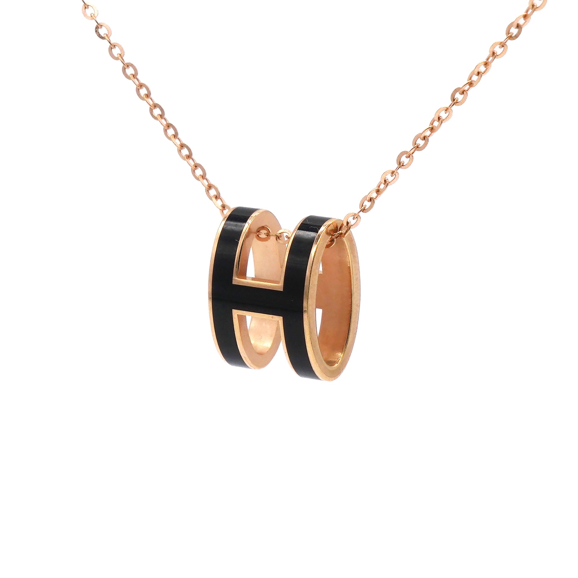 Lacquered Palladium Pop H Pendant Necklace