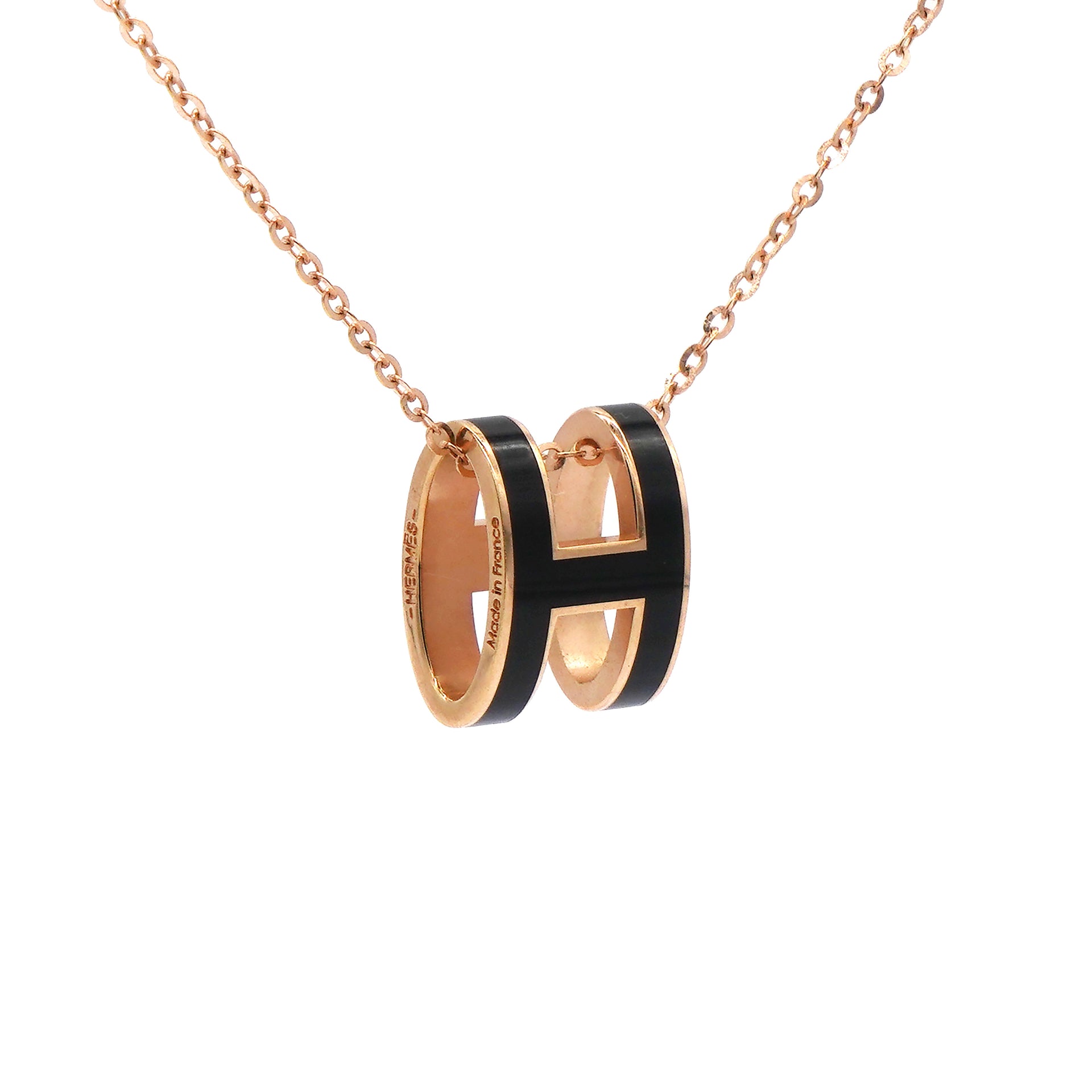 Lacquered Palladium Pop H Pendant Necklace
