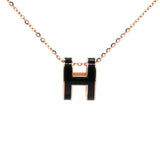 Lacquered Palladium Pop H Pendant Necklace