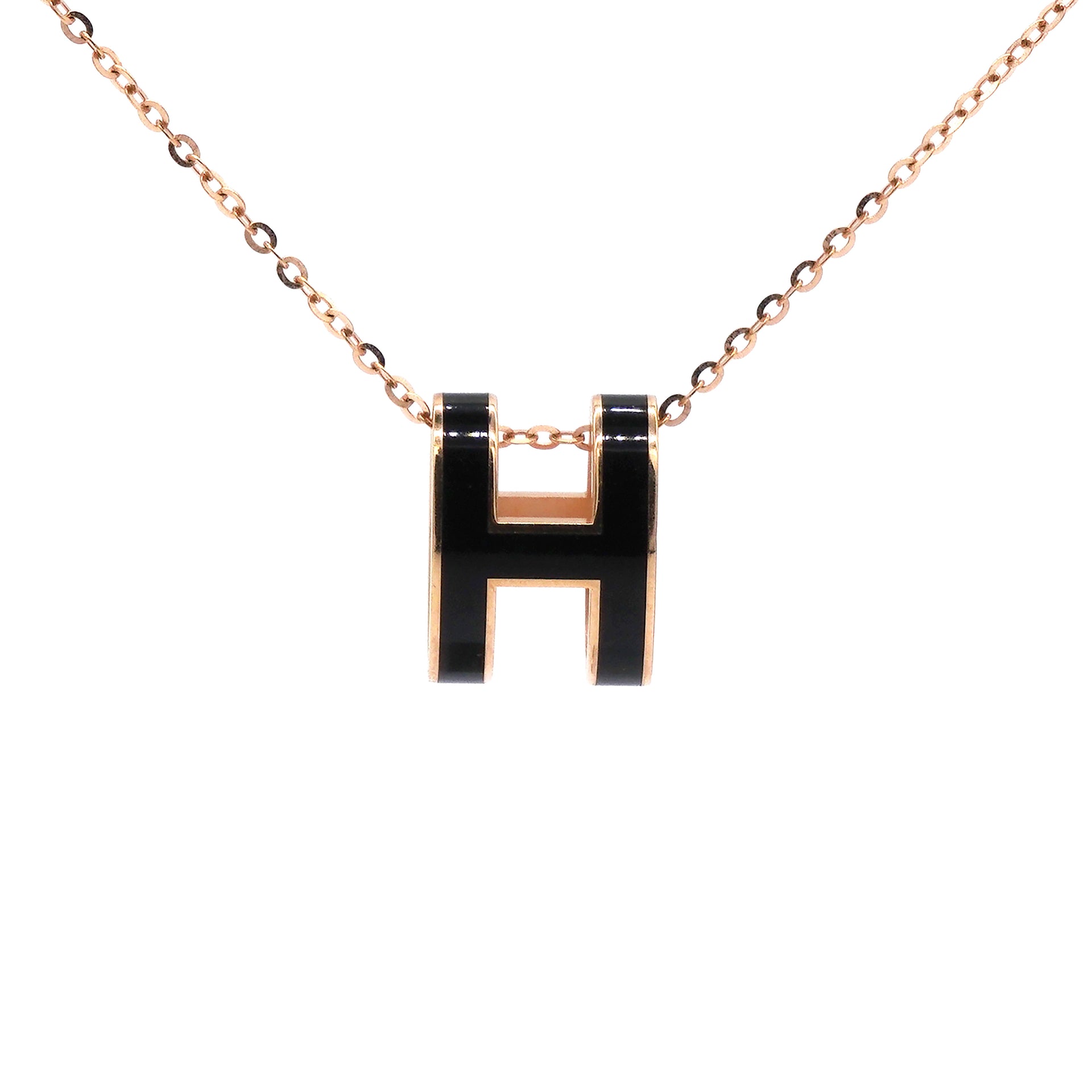 Lacquered Palladium Pop H Pendant Necklace