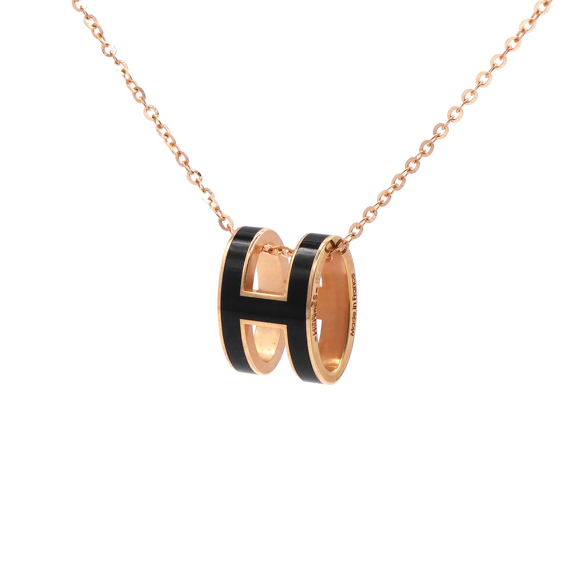 Lacquered Palladium Pop H Pendant Necklace