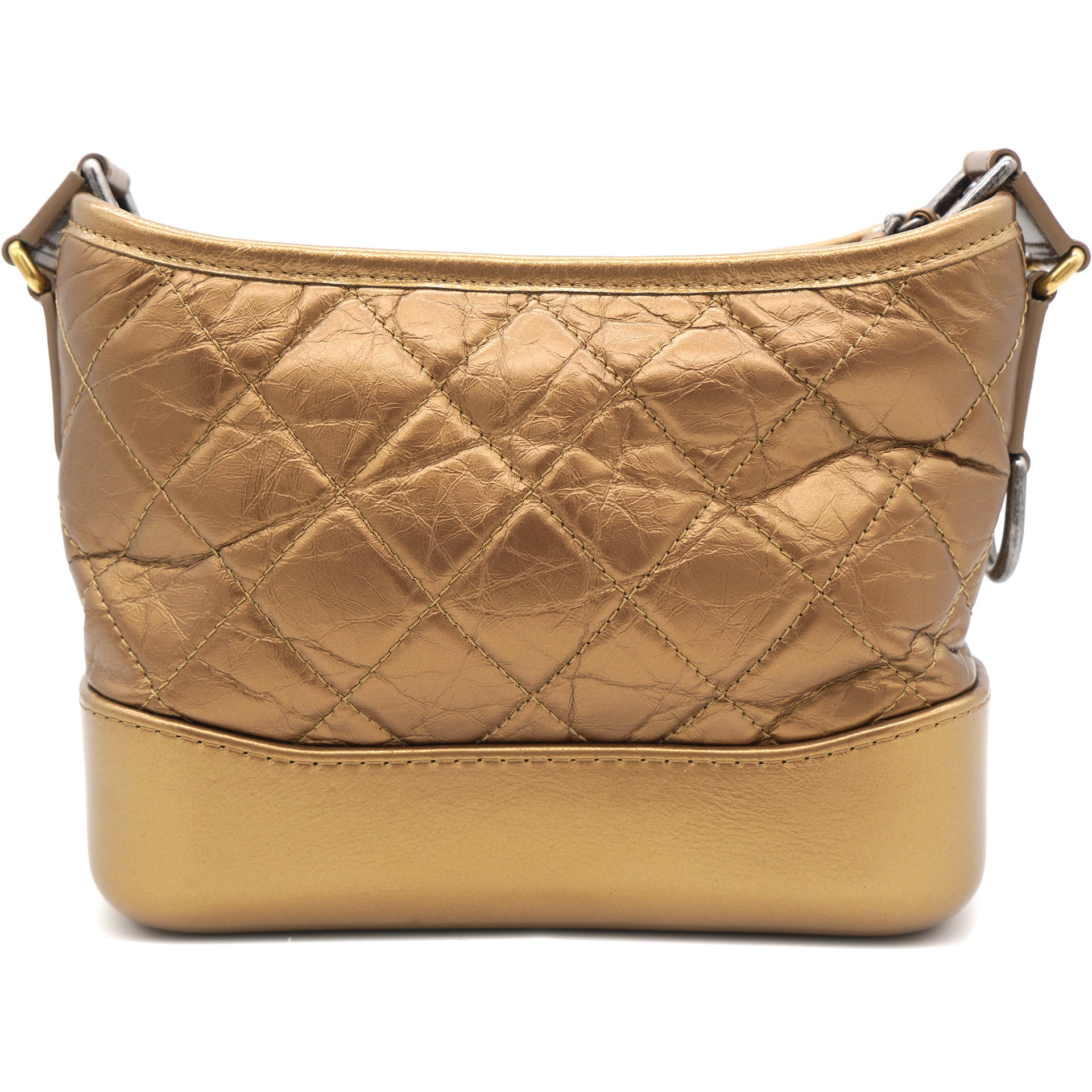 CHANEL, Bags, Chanel Gabrielle Hobo Quilted Metallic Aged Calfskin Small  Gold