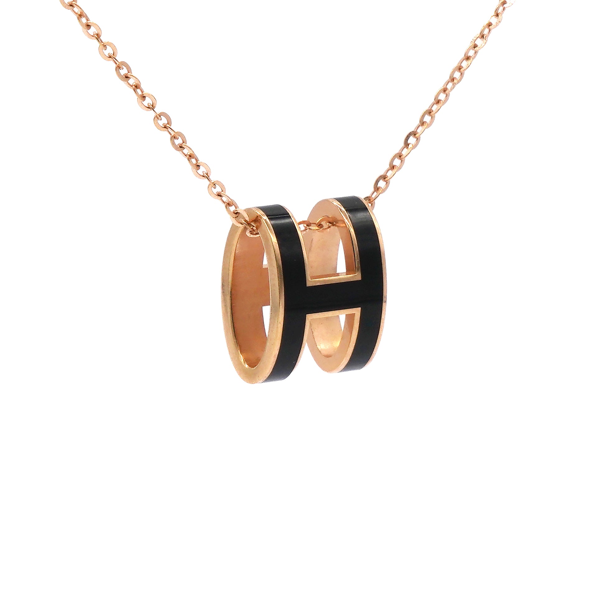Lacquered Palladium Pop H Pendant Necklace