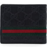 Dark Brown Guccissima Leather Web Detail Bifold Wallet