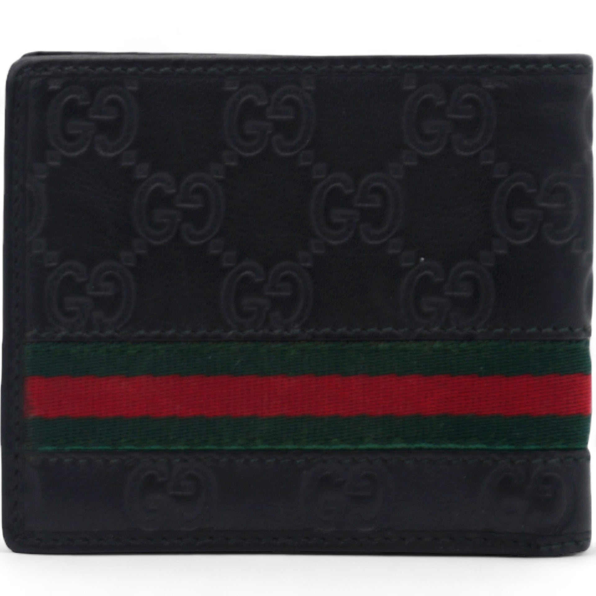 Dark Brown Guccissima Leather Web Detail Bifold Wallet