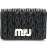 Tessuto Matelasse Delice Miu Logo Bag Black