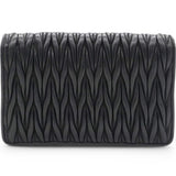 Tessuto Matelasse Delice Miu Logo Bag Black
