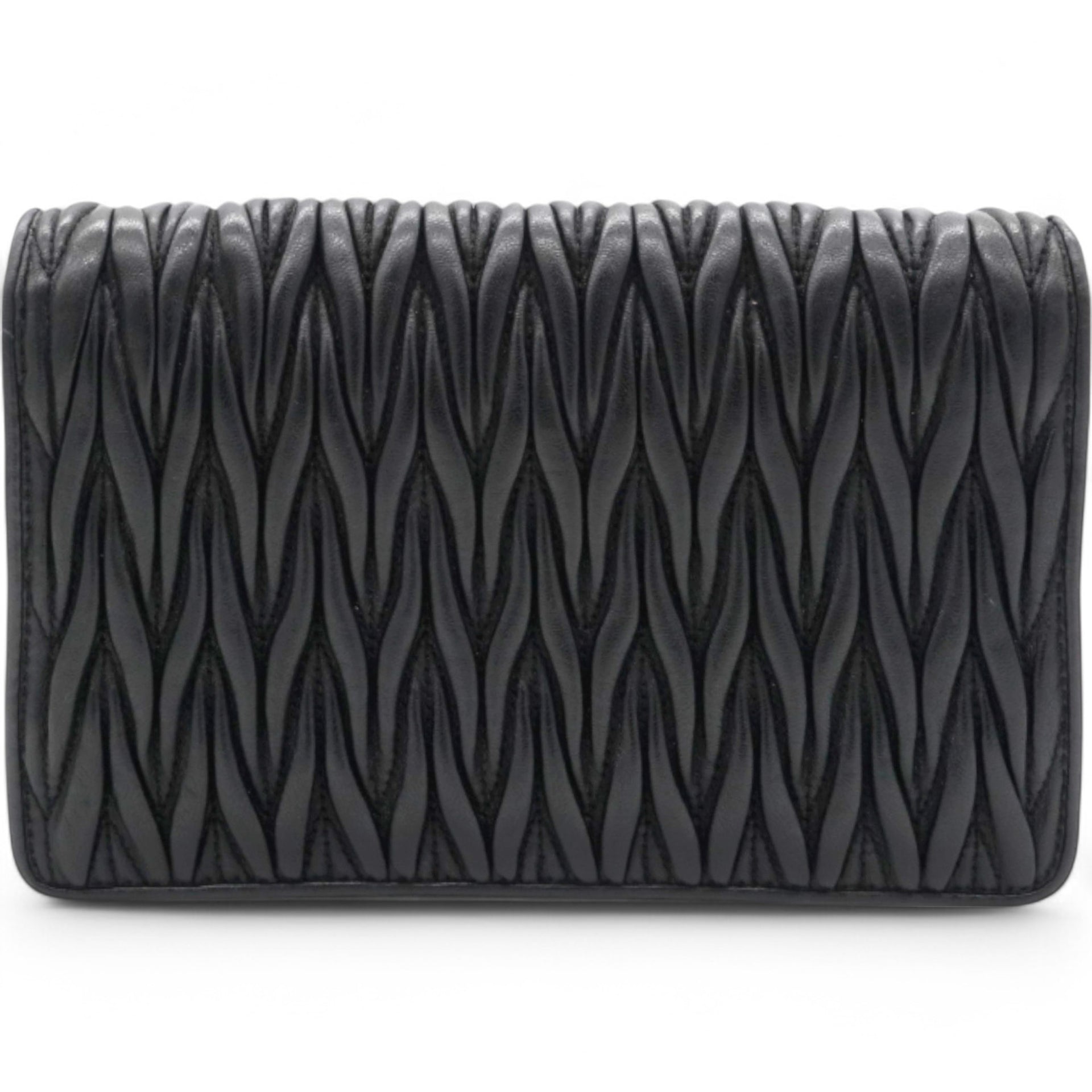Tessuto Matelasse Delice Miu Logo Bag Black