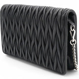 Tessuto Matelasse Delice Miu Logo Bag Black