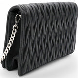 Tessuto Matelasse Delice Miu Logo Bag Black