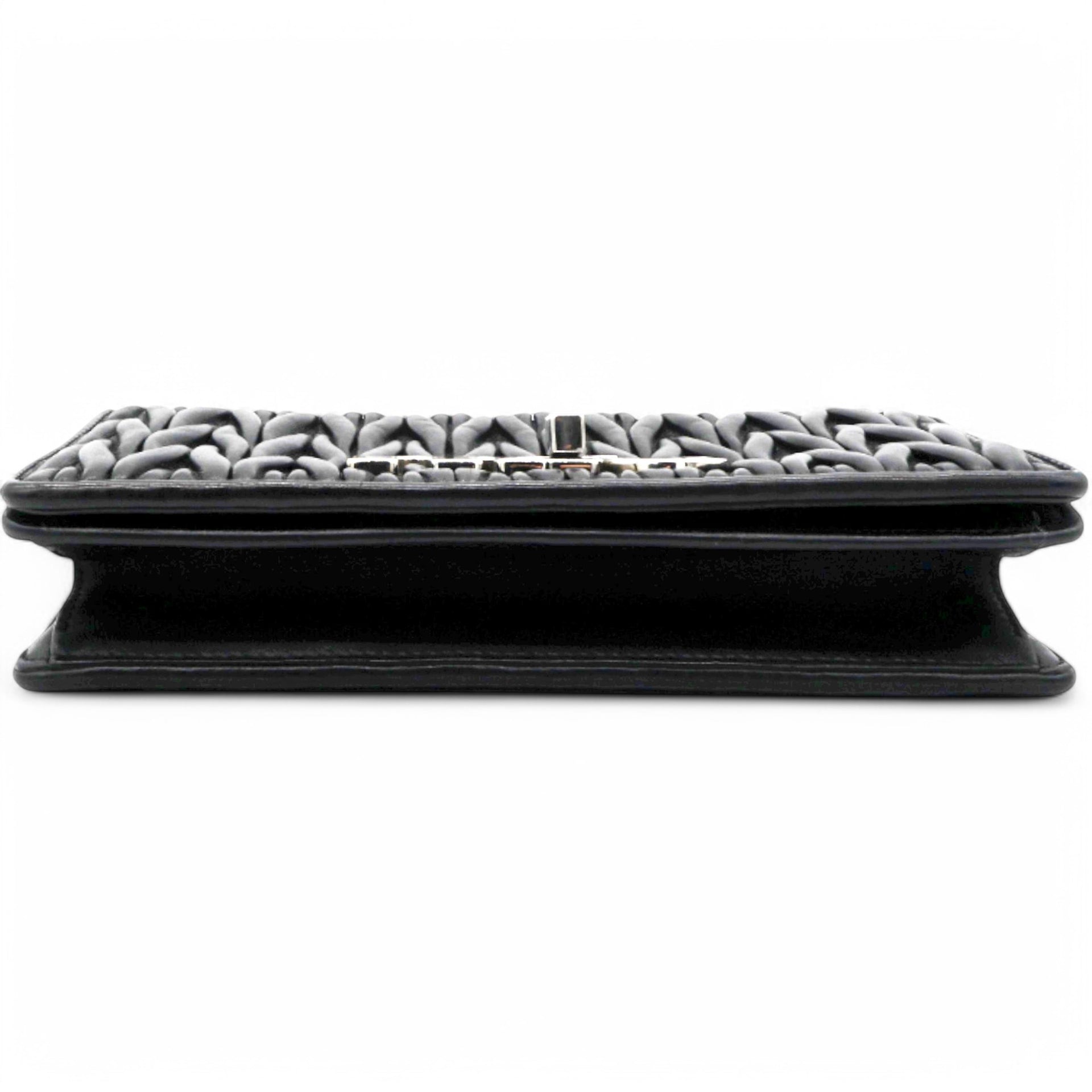 Tessuto Matelasse Delice Miu Logo Bag Black