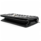 Tessuto Matelasse Delice Miu Logo Bag Black