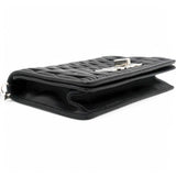 Tessuto Matelasse Delice Miu Logo Bag Black