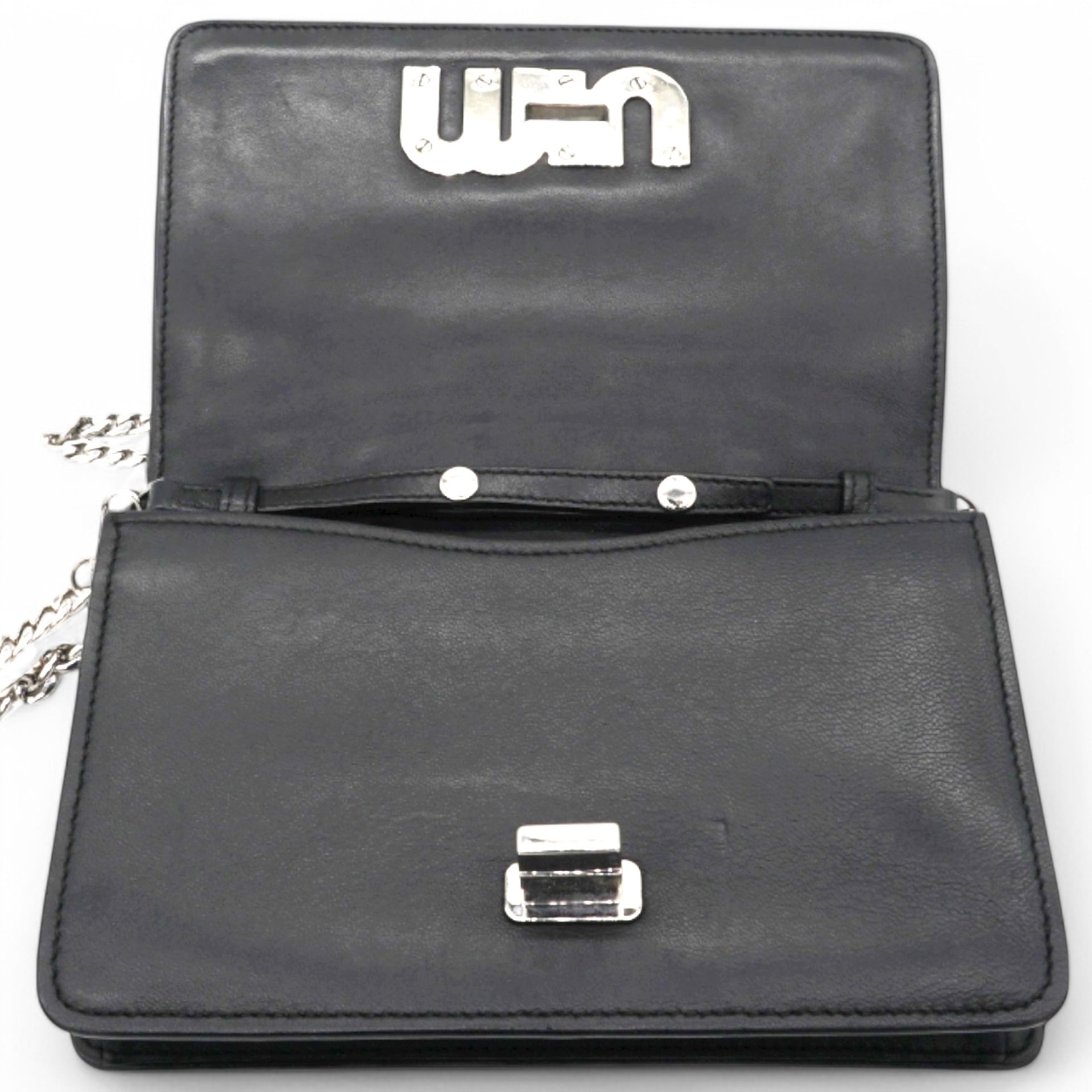 Tessuto Matelasse Delice Miu Logo Bag Black