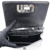 Tessuto Matelasse Delice Miu Logo Bag Black