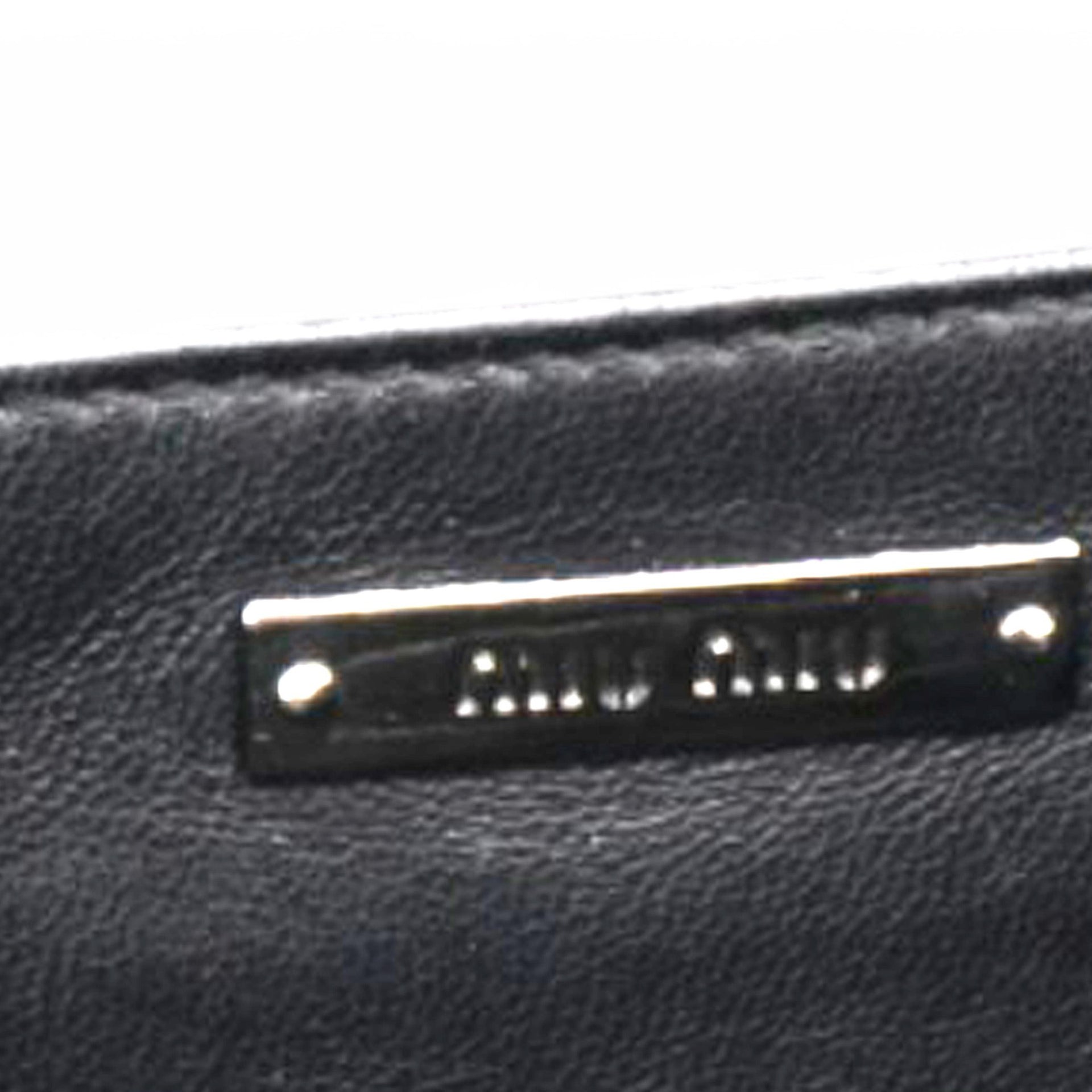 Tessuto Matelasse Delice Miu Logo Bag Black