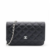 Caviar Quilted Wallet On Chain WOC Black NFC