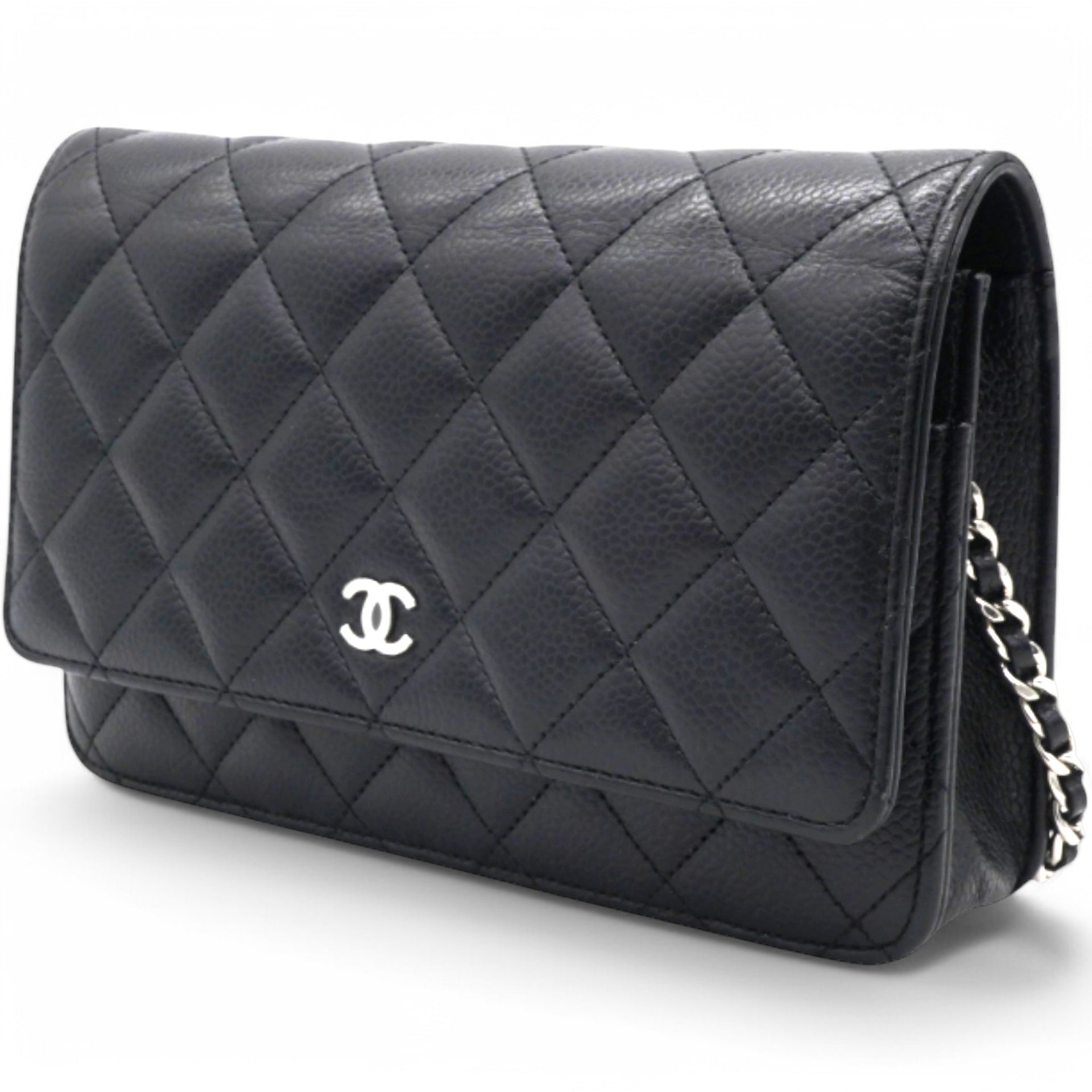 Caviar Quilted Wallet On Chain WOC Black NFC