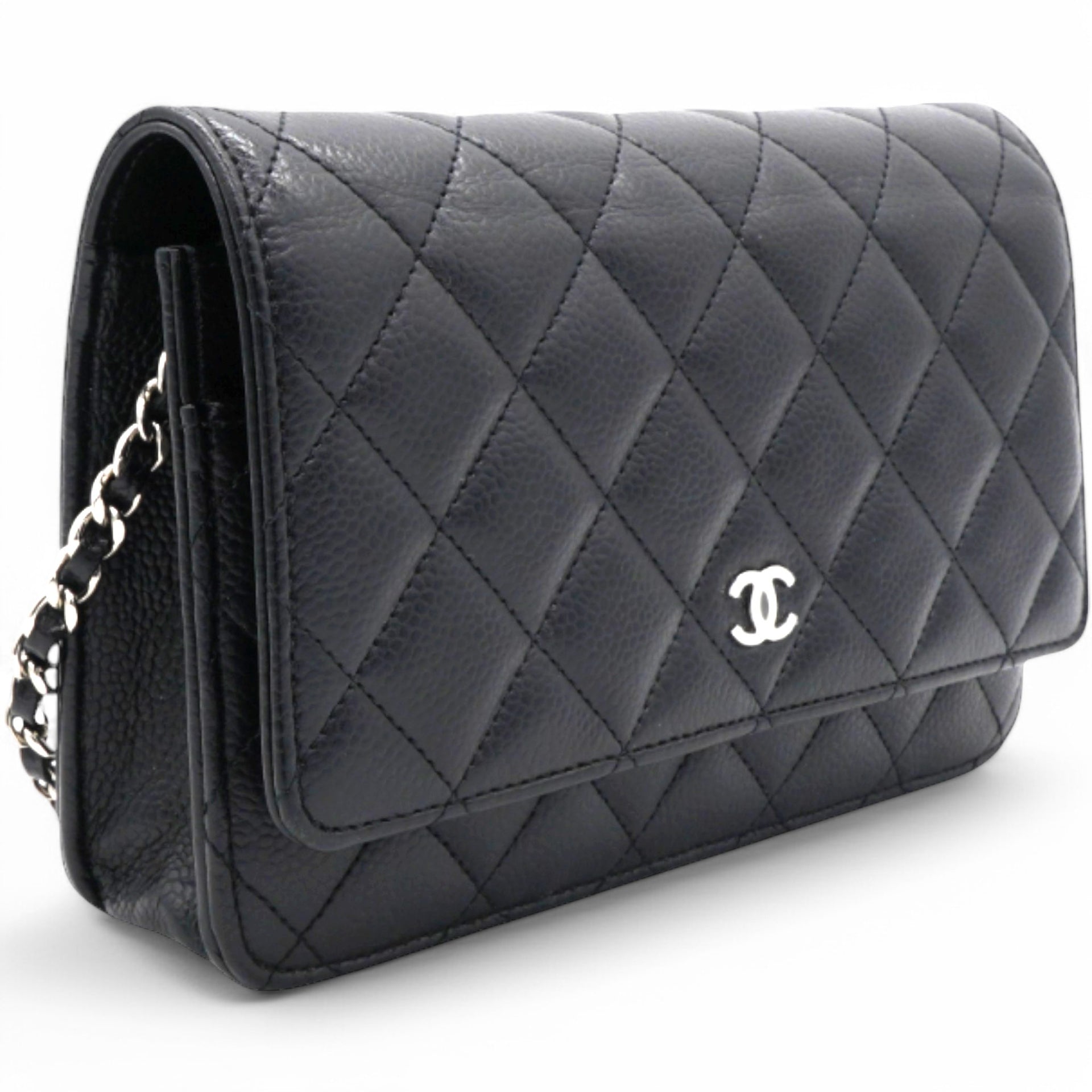 Caviar Quilted Wallet On Chain WOC Black NFC