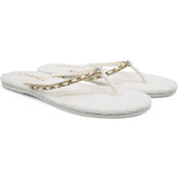 Classic Chain CC Logo White Thong Sandals Size40