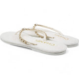 Classic Chain CC Logo White Thong Sandals Size40