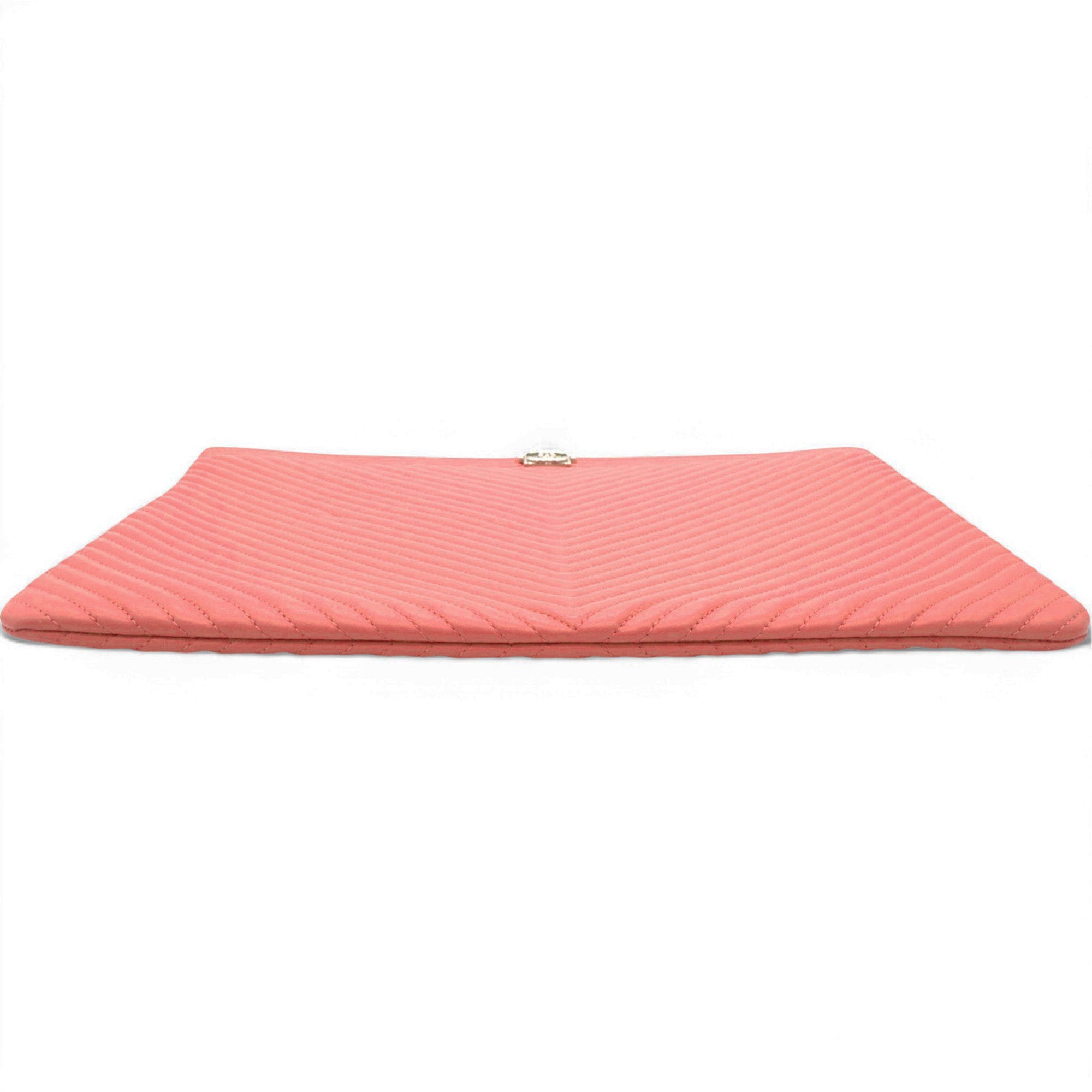 Caviar Chevron Clutch Pink