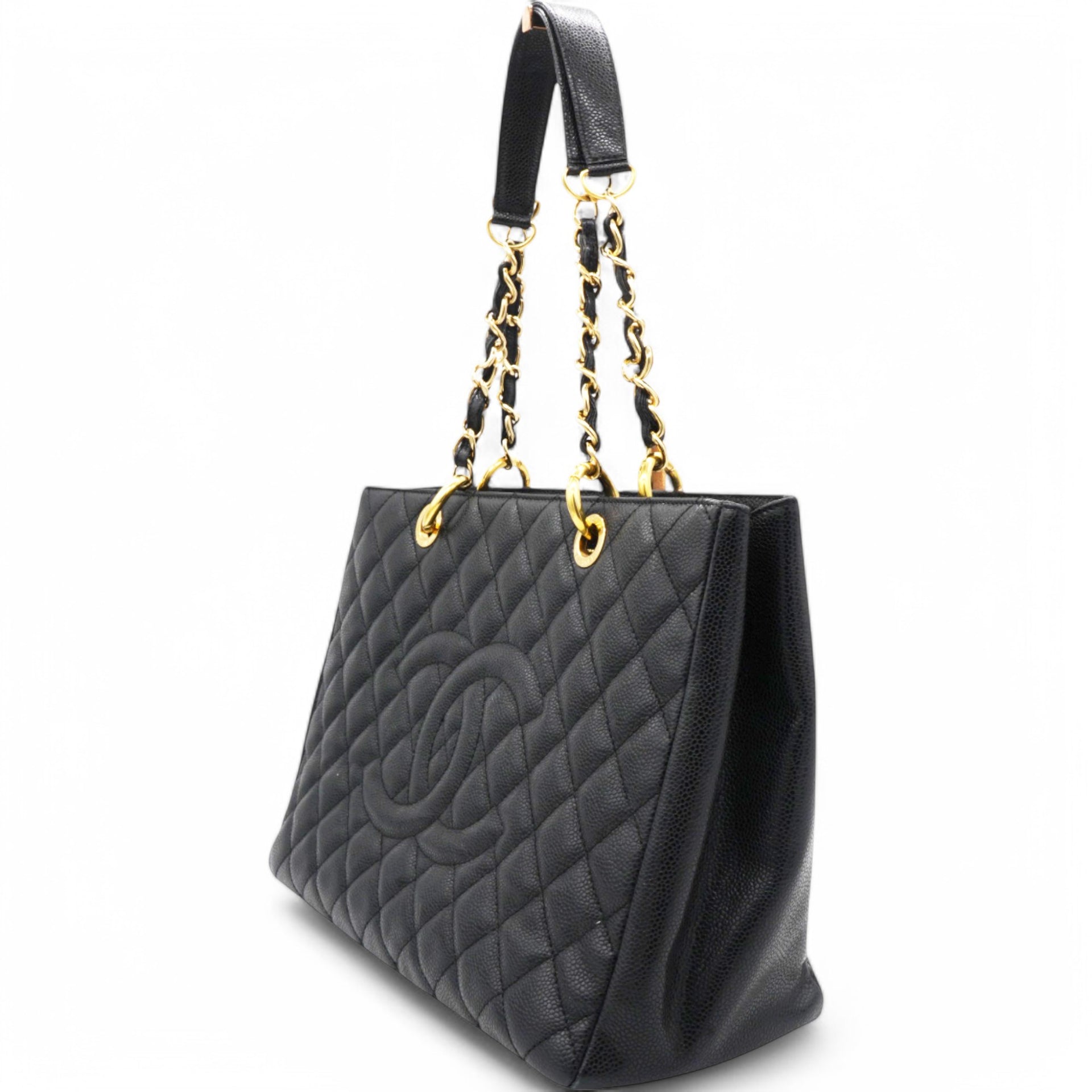 Caviar Quilted Grand Shopping Tote GST Black