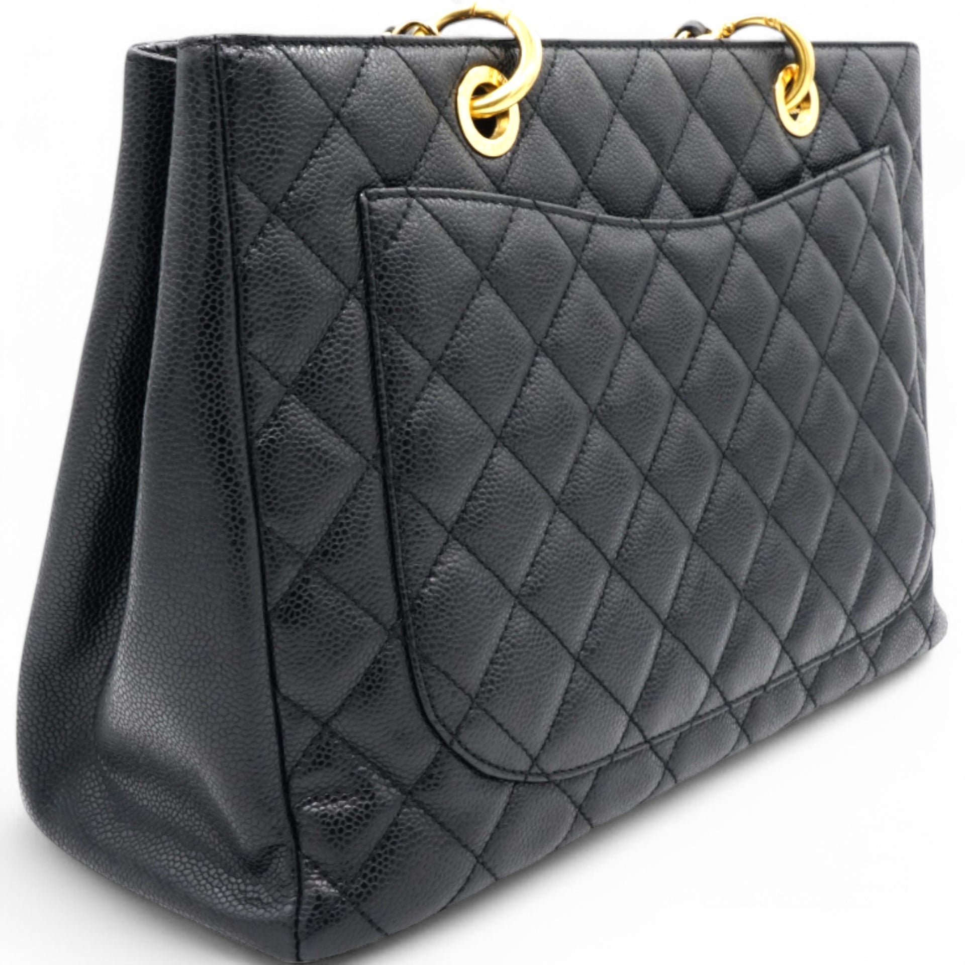 Caviar Quilted Grand Shopping Tote GST Black
