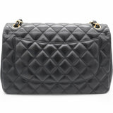 Lambskin Quilted Jumbo Double Flap Black