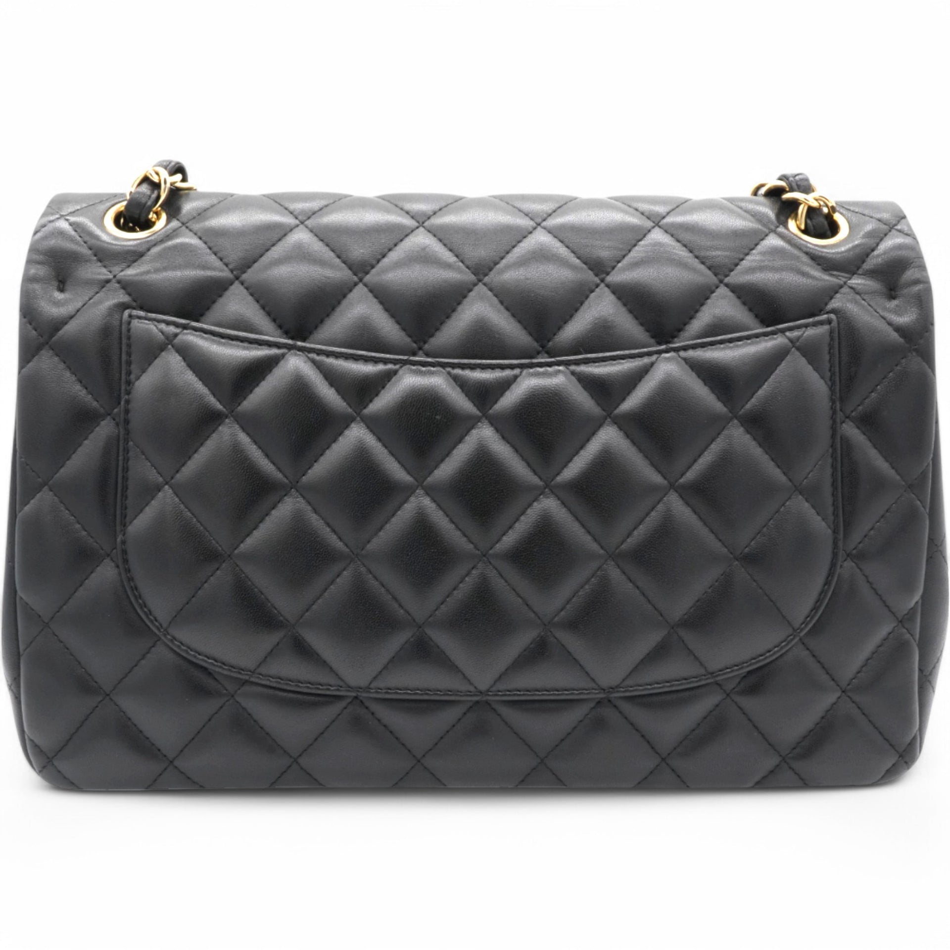 Lambskin Quilted Jumbo Double Flap Black