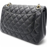 Lambskin Quilted Jumbo Double Flap Black