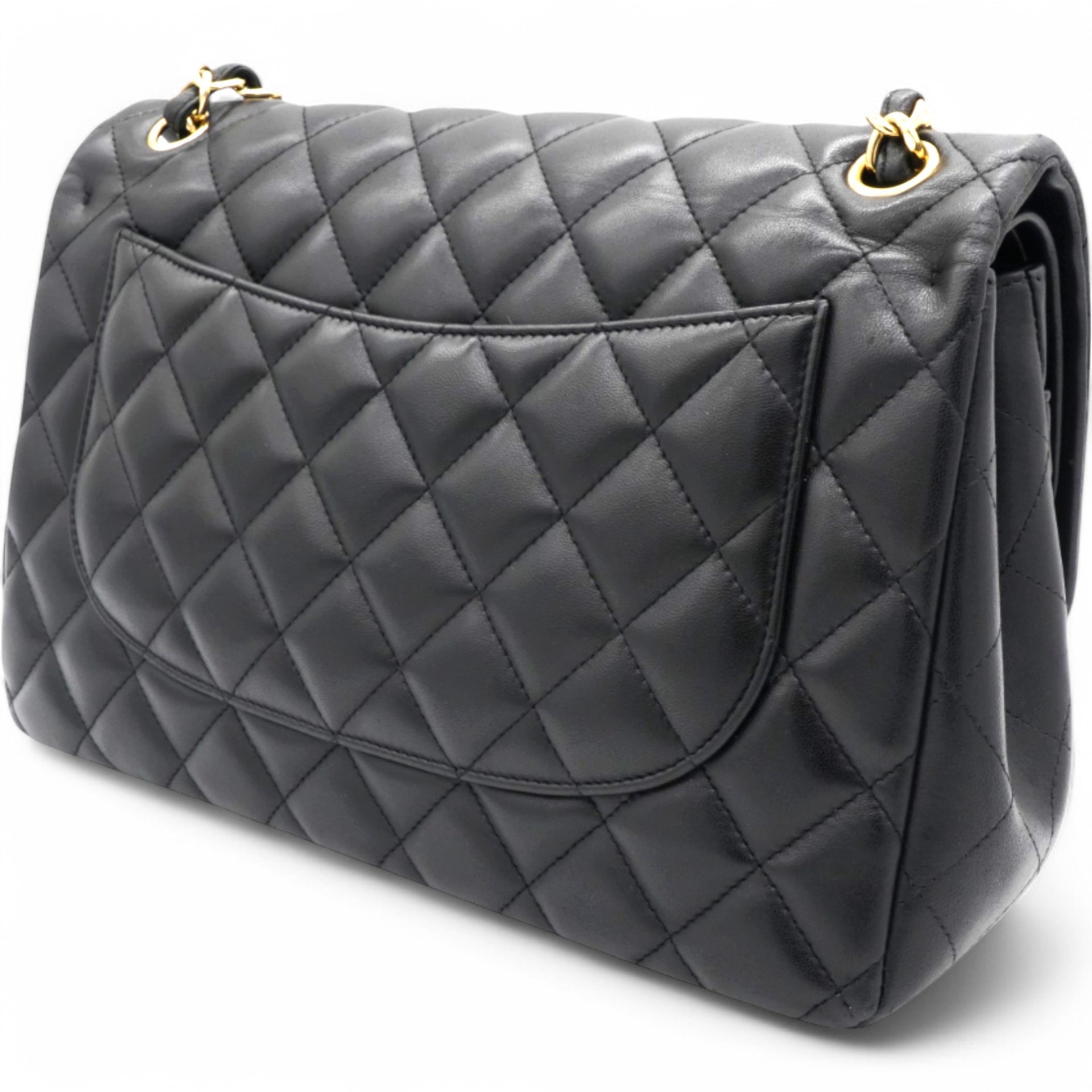 Lambskin Quilted Jumbo Double Flap Black