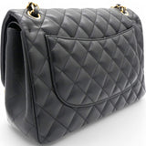 Lambskin Quilted Jumbo Double Flap Black