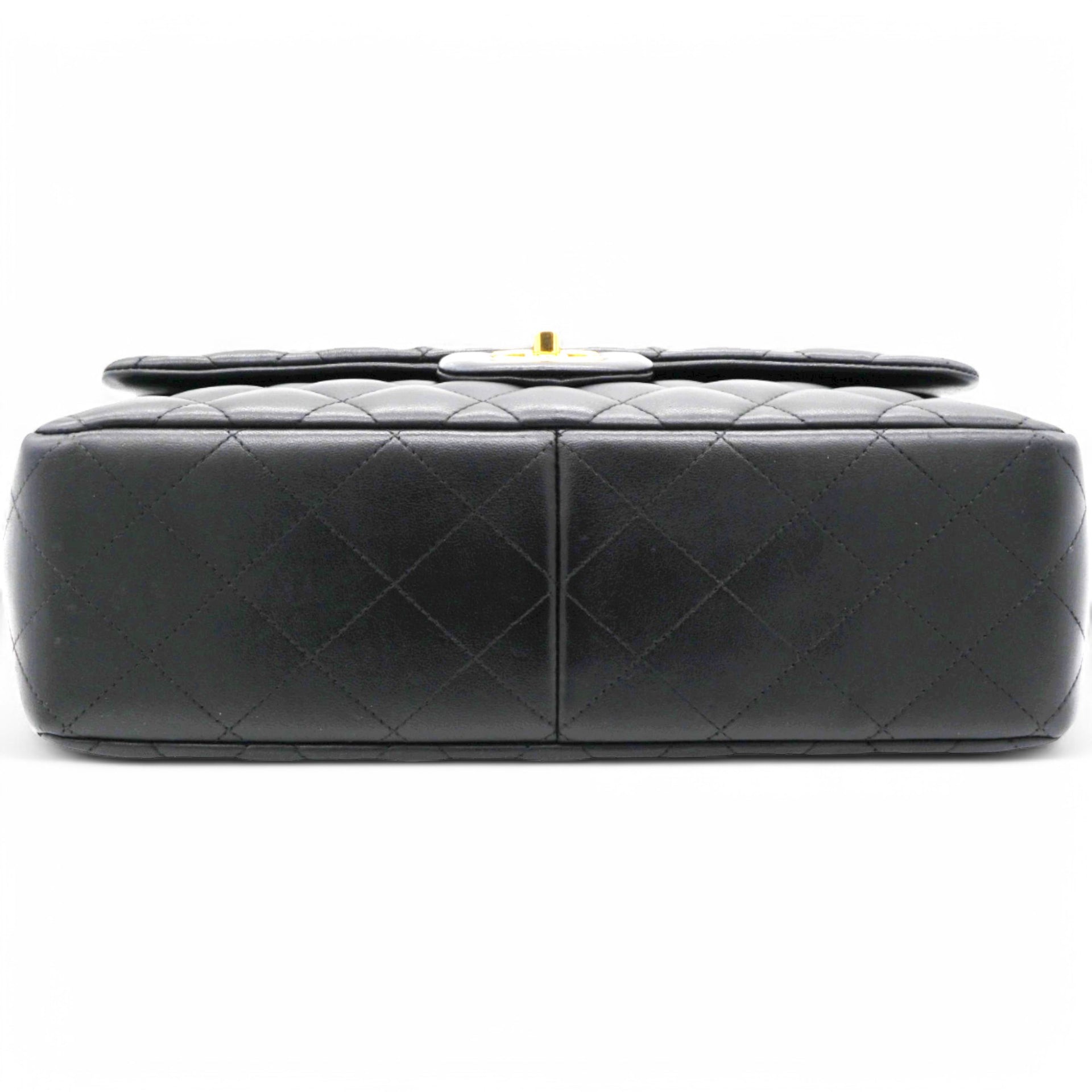 Lambskin Quilted Jumbo Double Flap Black
