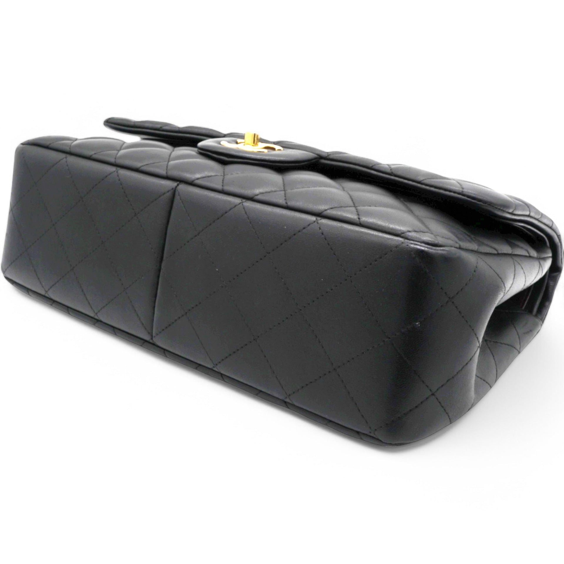 Lambskin Quilted Jumbo Double Flap Black