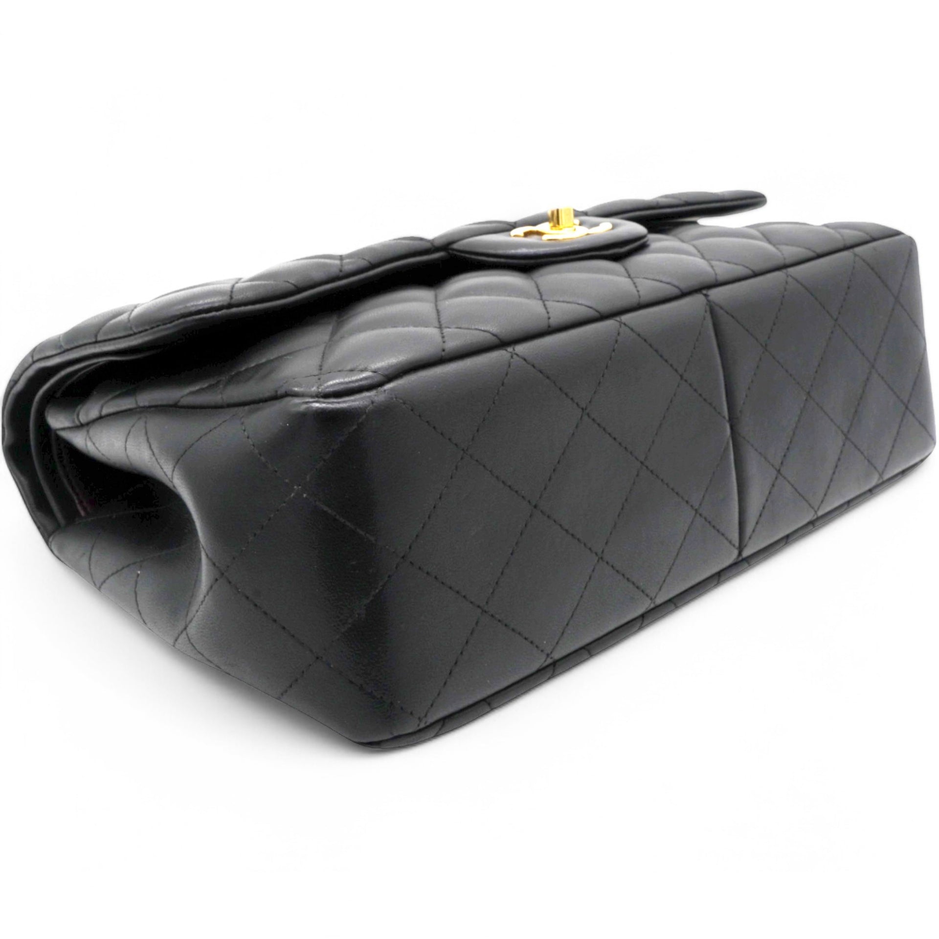 Lambskin Quilted Jumbo Double Flap Black