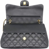Lambskin Quilted Jumbo Double Flap Black
