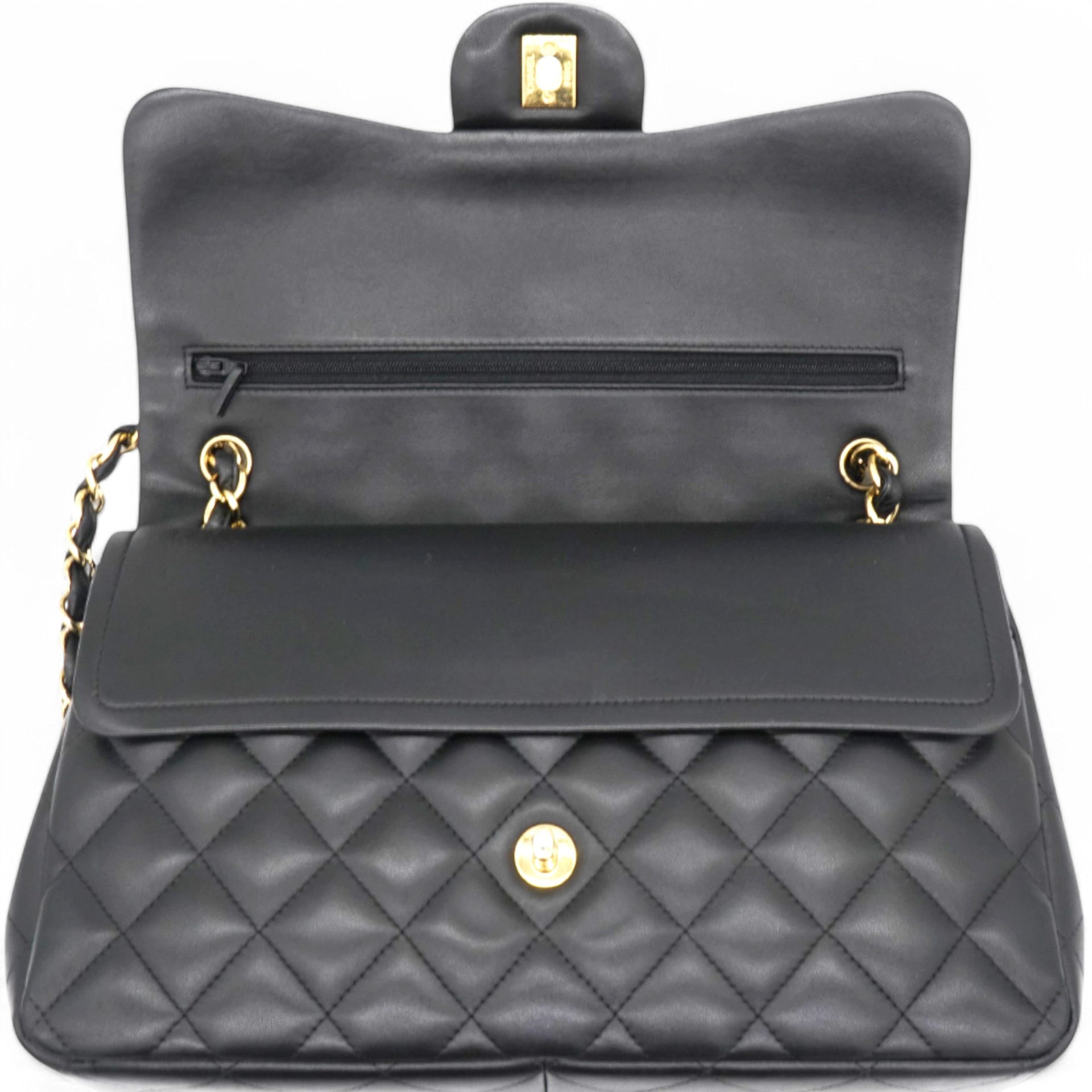 Lambskin Quilted Jumbo Double Flap Black