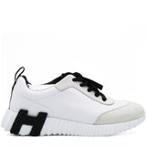 Suede Goatskin Bouncing Sneakers White Black Size37.5