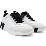 Suede Goatskin Bouncing Sneakers White Black Size37.5