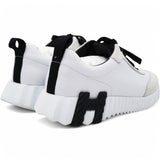 Suede Goatskin Bouncing Sneakers White Black Size37.5